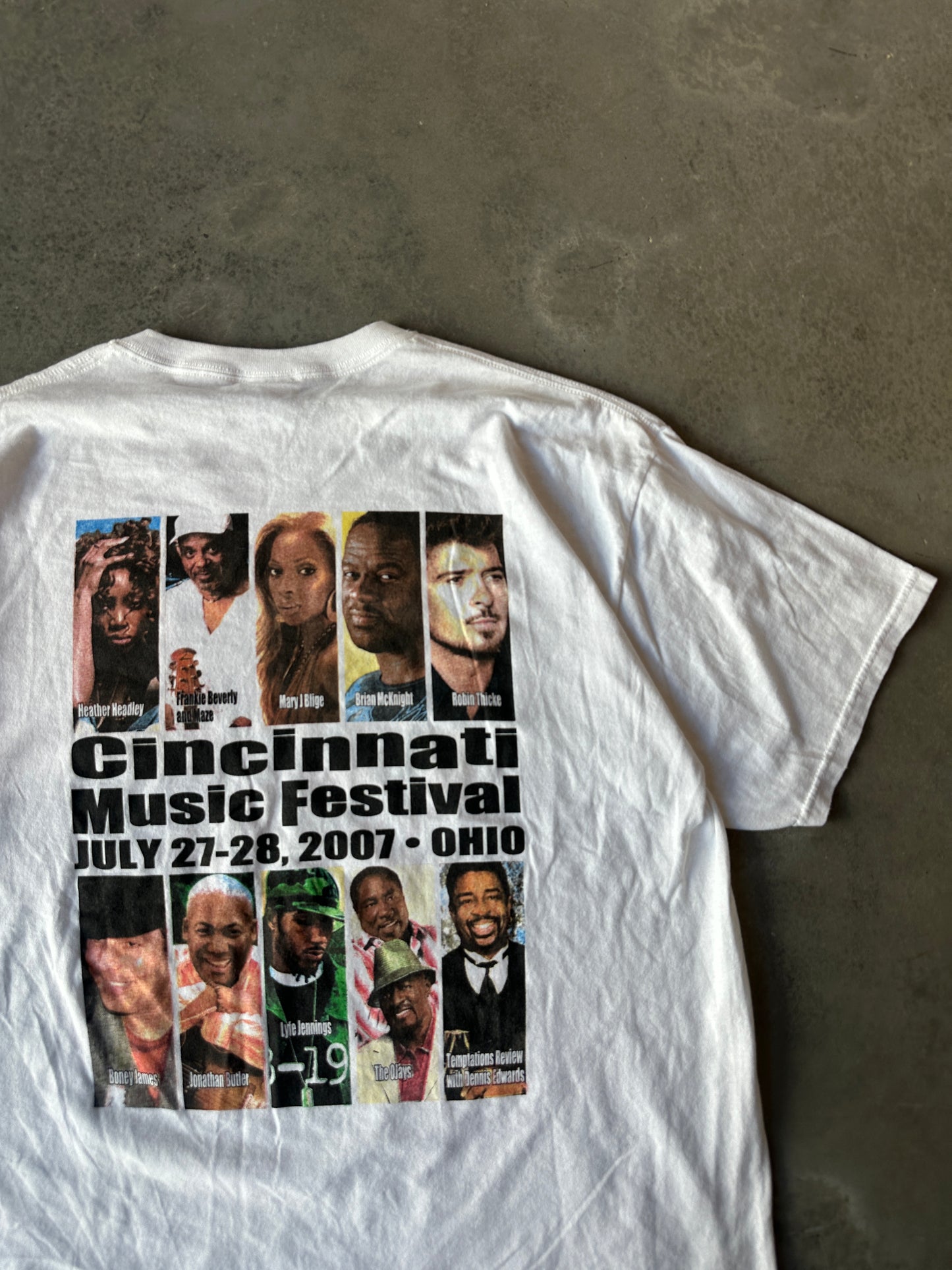 2007 Cincinnati Music Festival Frankie Beverly Mary J. Blige The Ojays & More Vintage Mosiac Tee (XL)