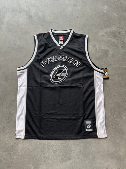 00's Allen Iverson Logo Reebok Black NBA Vintage Basketball Jersey - Brand New (XL)