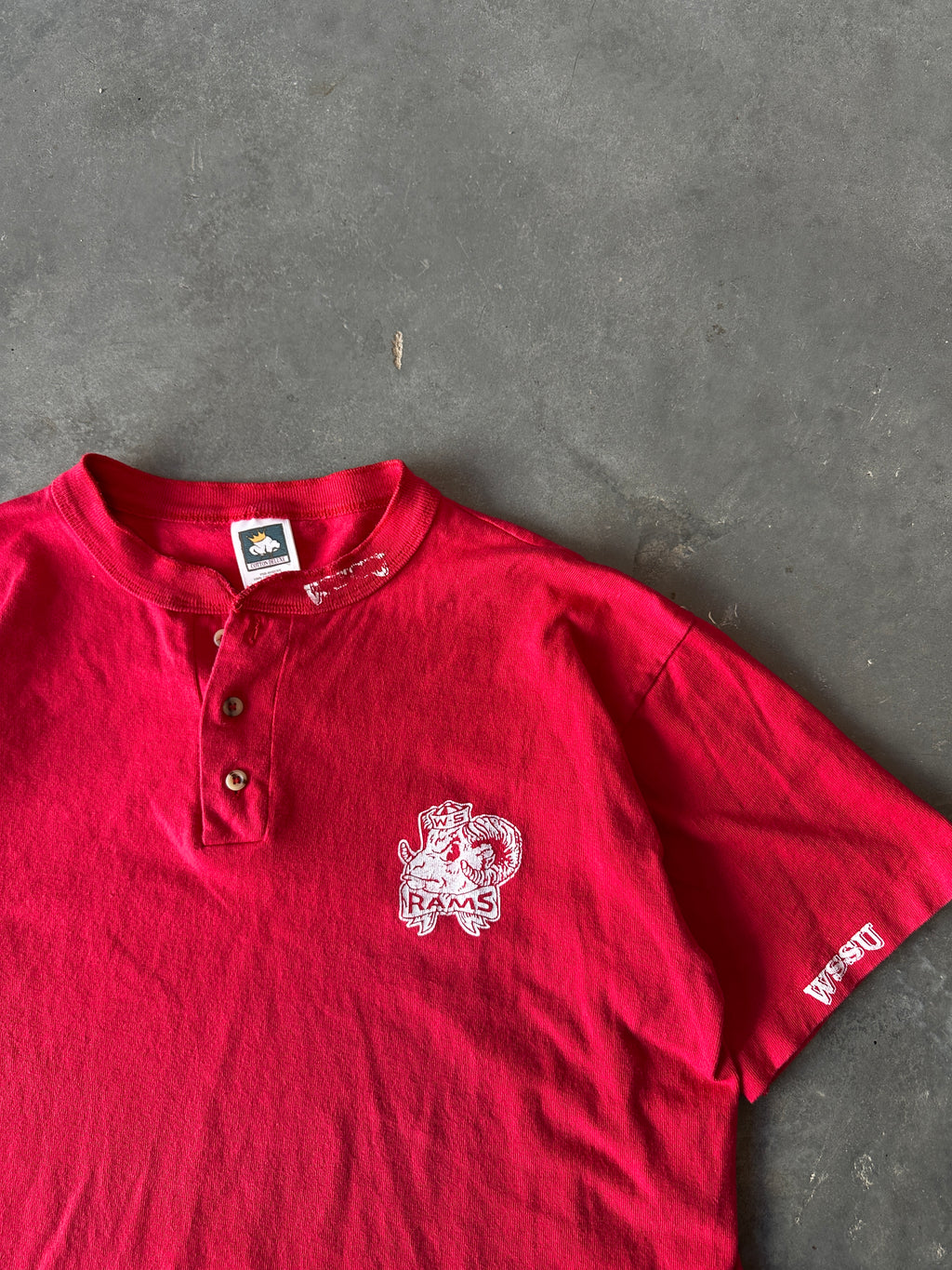 90's Winston-Salem State University WSSU Multi Logo Henley Button Down Vintage Tee (Medium)