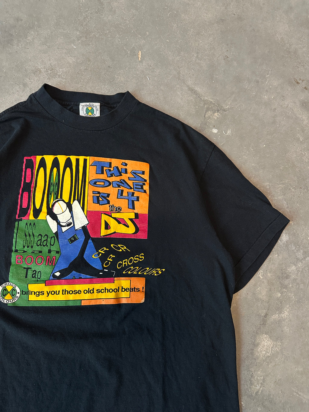 90's Cross Colours Abstract DJ Art Vintage Lifestyle Tee (Large)