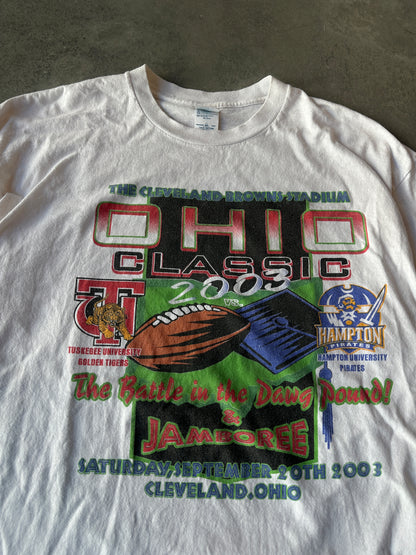 2003 Tuskegee University Golden Tigers vs. Hampton University Pirates Vintage Ohio Classic HBCU Football Matchup Roster Tee (XXL)