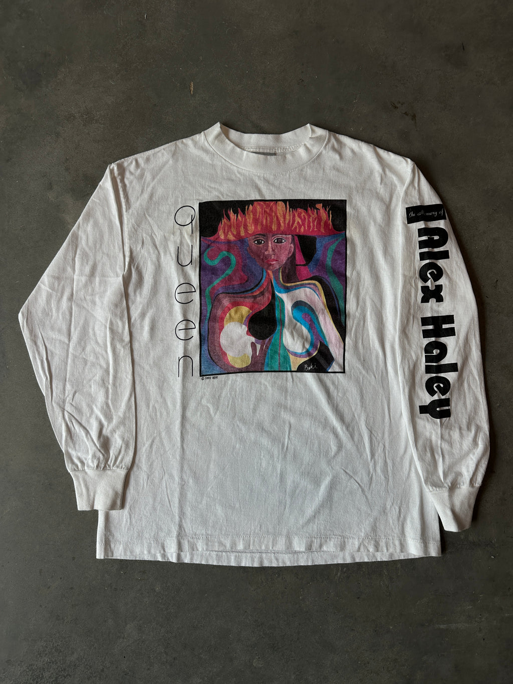 1992 "Queen: The Story of an American Family" Book & TV Show Abstract Art In Memorial of Alex Haley Vintage Long Sleeve Tee (Large)
