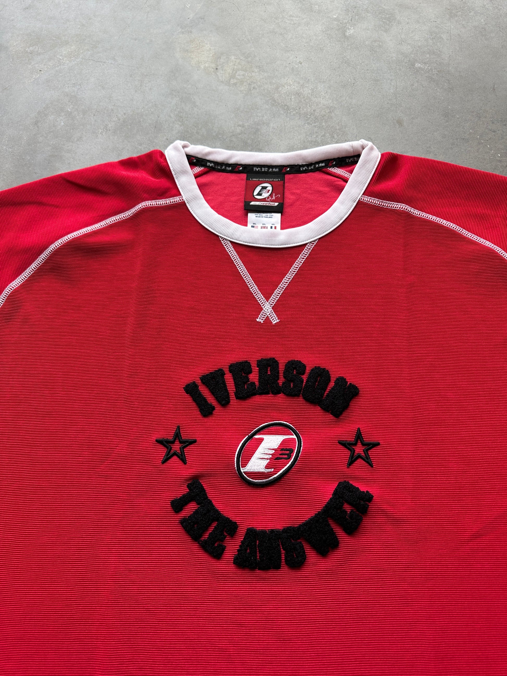 00's Y2K Allen Iverson Reebok "The Answer" Red NBA Oversized Pullover Shirt - Brand New (XXL)