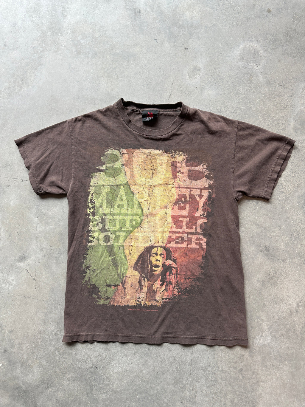 00’s Bob Marley Buffalo Soldier Brown Zion Rootswear Vintage Music Tee (Medium)