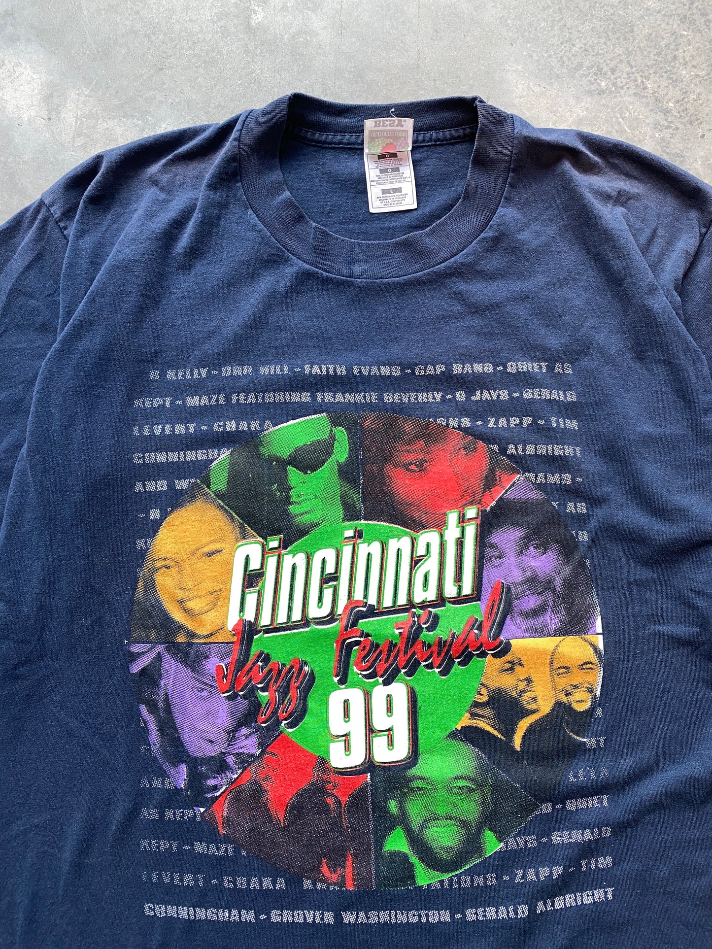 1999 Cincinnati Jazz Festival Dru Hill Maze Frankie Beverly & More Vintage R&B Music Tee (Large)