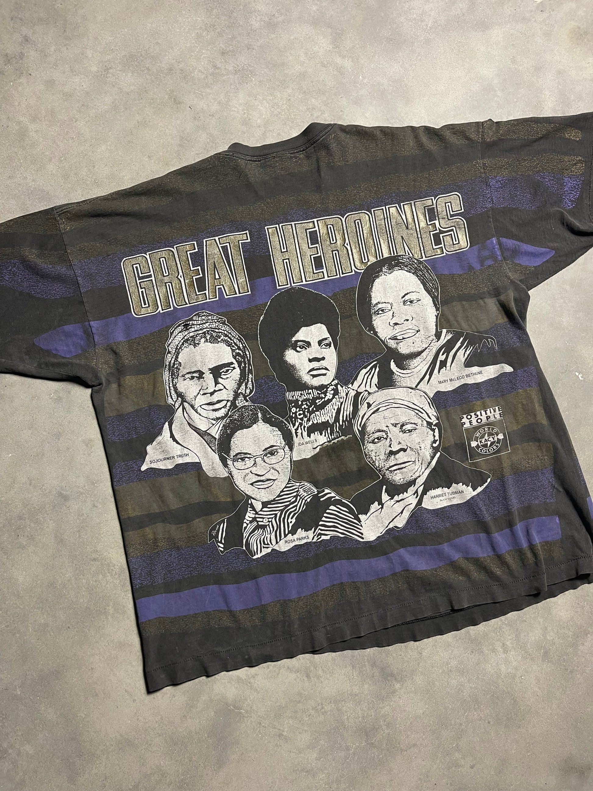 90’s Vintage African American Women Great Heroines Harriet Tubman Rosa Parks & More Kacy Colors Vintage All Over Print Tee (XL)