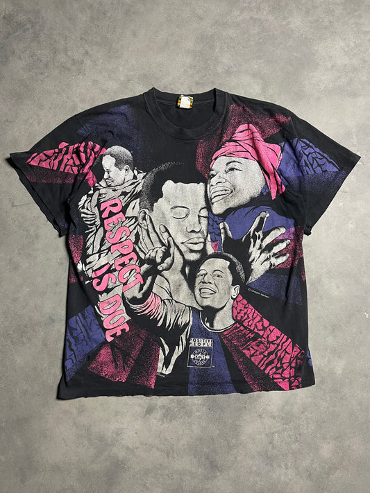 90’s Respect is Due Black History & Empowerment Kacy Colors Vintage All Over Print Tee (XL)