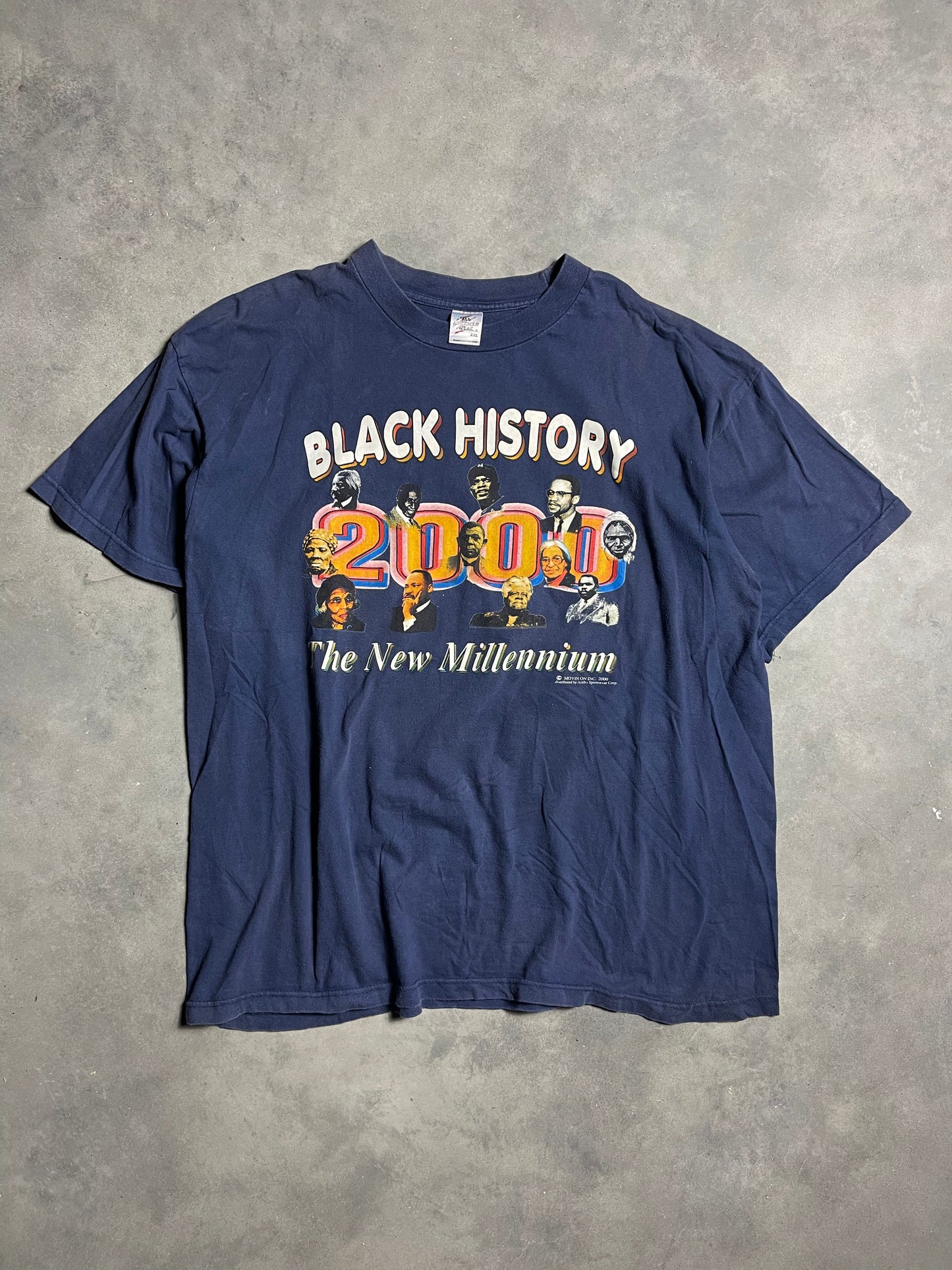 2000 Black History "The New Millennium" Achievements of Black American Navy Vintage Tee (XL)