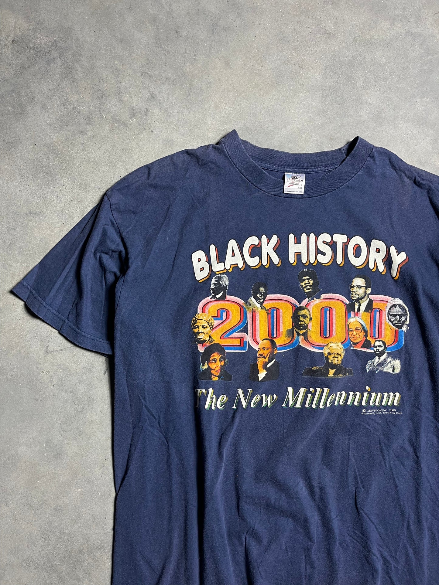 2000 Black History "The New Millennium" Achievements of Black American Navy Vintage Tee (XL)