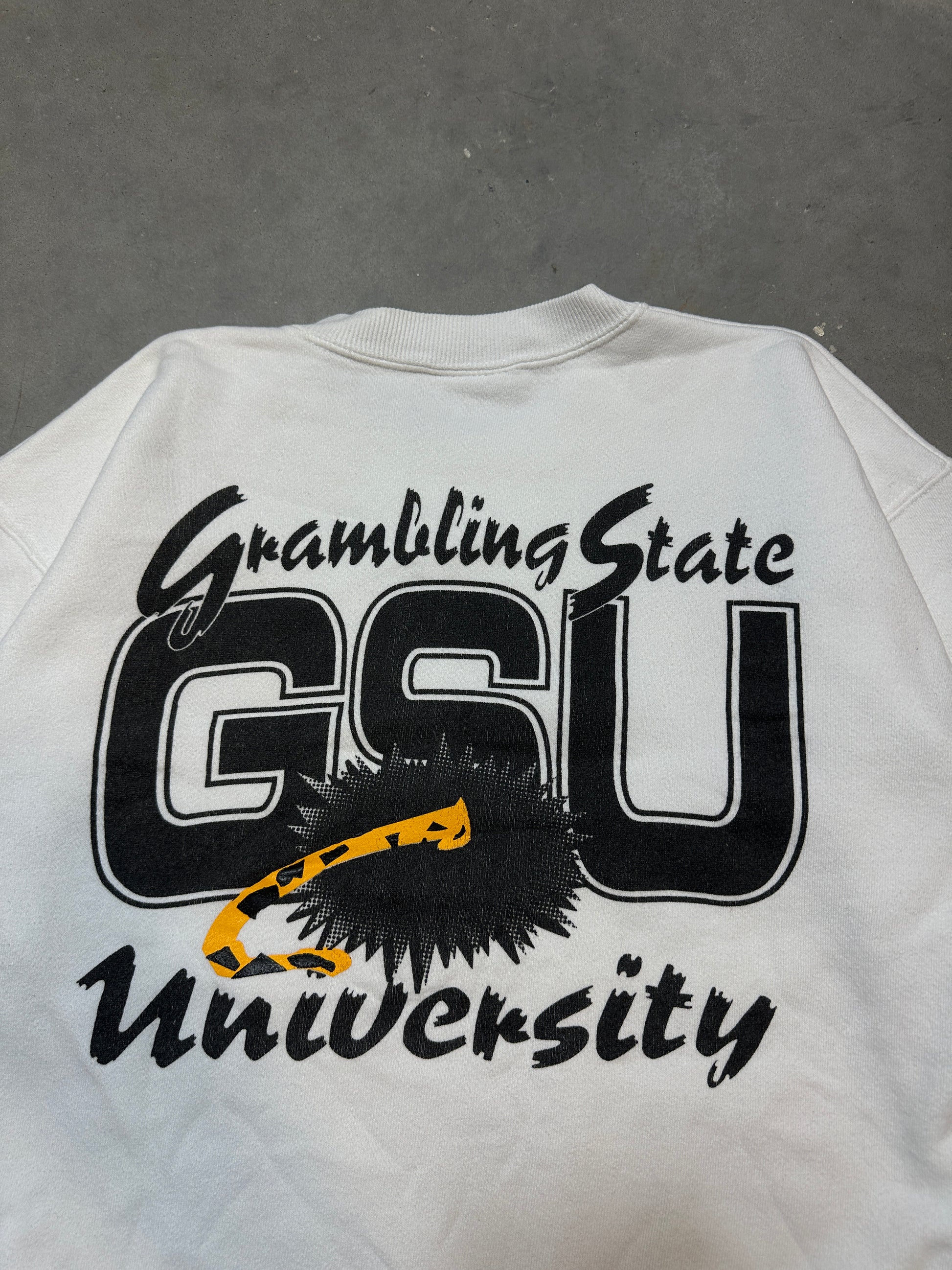 90’s Grambling State University GSU Tigers Realistic Tiger Mascot Breakthrough Vintage Crewneck Sweatshirt (BOXY Large)