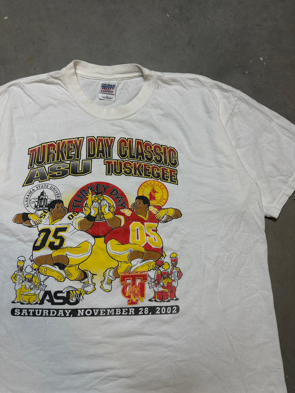 2002 Turkey Day Classic Alabama State University ASU vs. Tuskegee University TU Fat Albert Vintage Black College Football Tee (BOXY Large)
