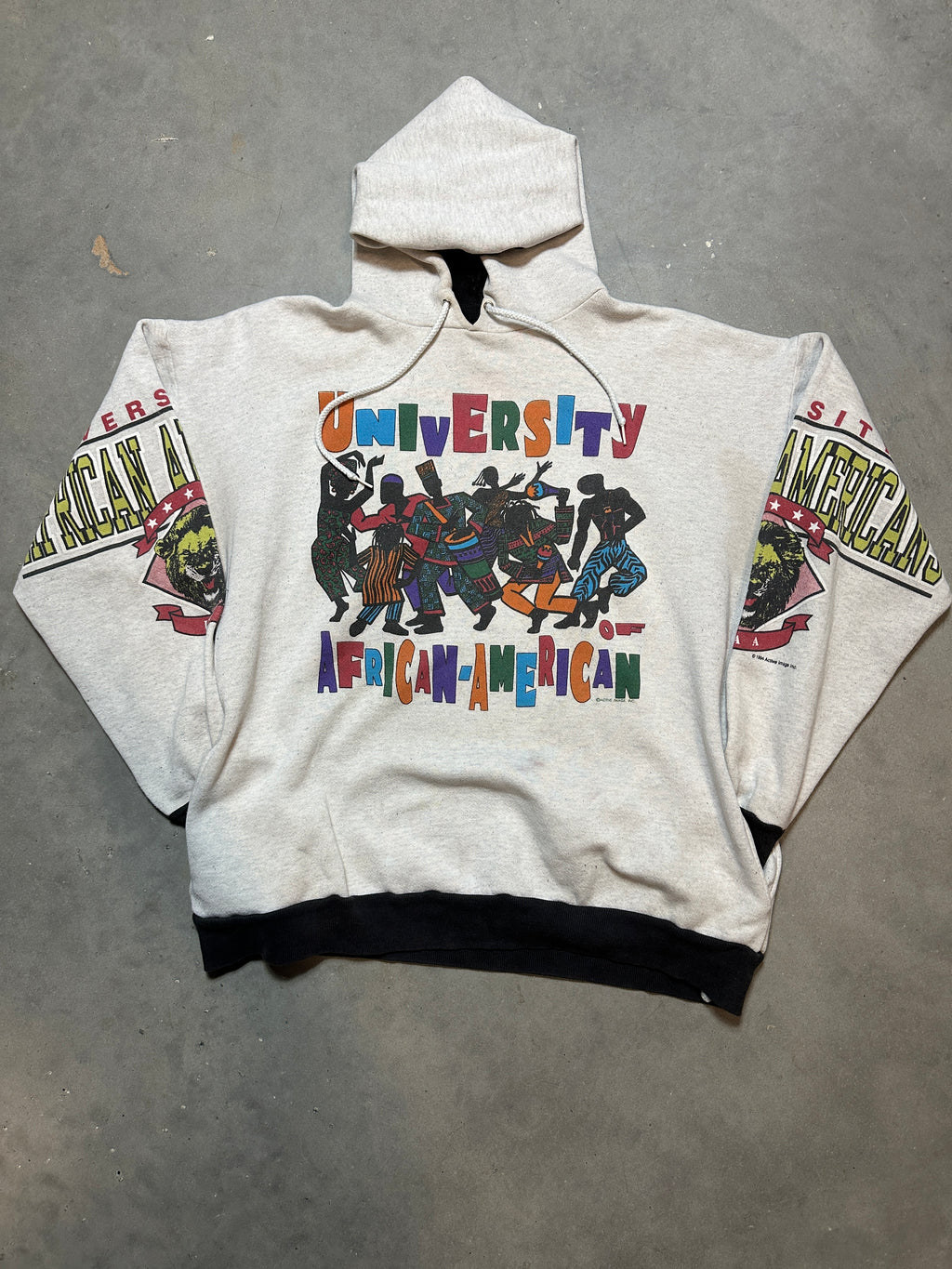 90's University of African American UAA HBCU's Across the USA Vintage Heavyweight Hoodie (Large)