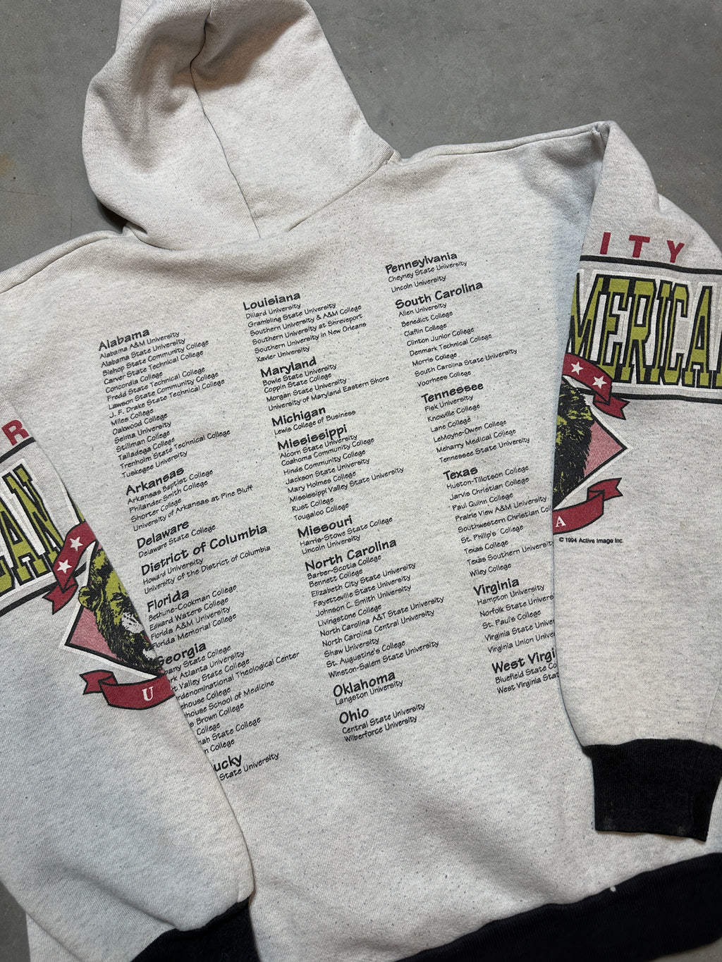 90's University of African American UAA HBCU's Across the USA Vintage Heavyweight Hoodie (Large)
