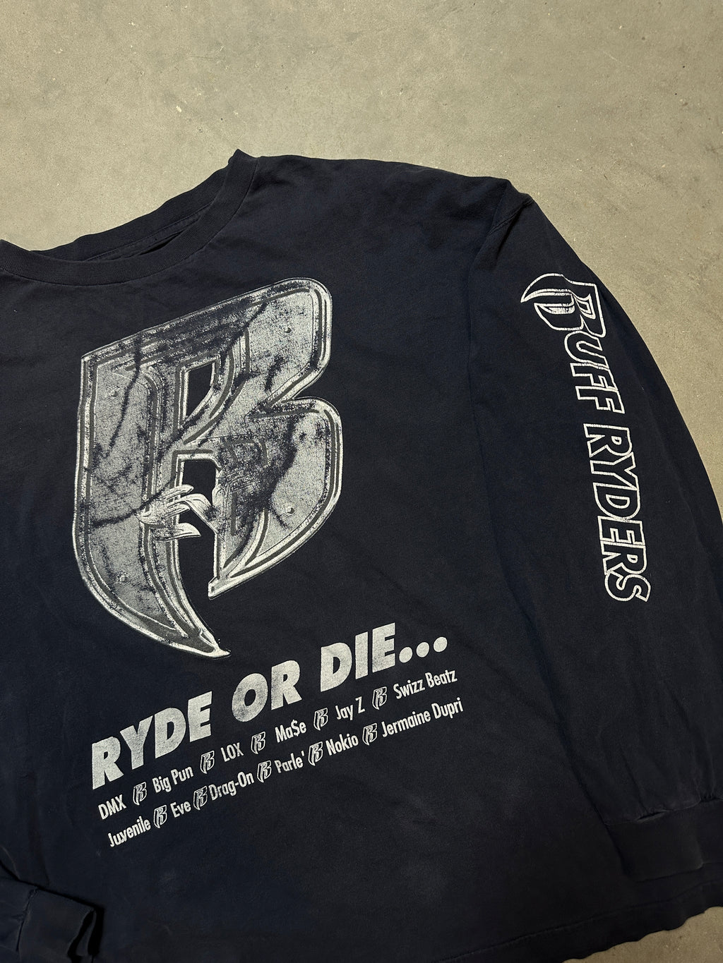 00's Ruff Ryders Ryde or Die DMX Jay Z MASE Juvenile & More Long Sleeve Vintage Music Tee (BOXY XL)