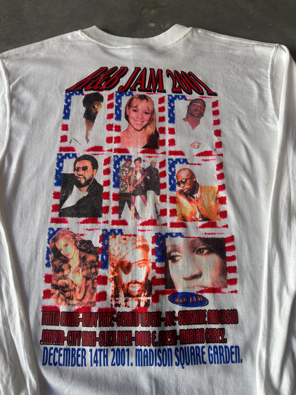 2001 R&B Jam New York at Madison Square Garden Mariah Carey, Slick Rick, Faith Evans, Baby Face & More Vintage Music Tee (XL)