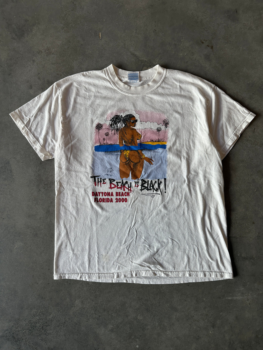 2000 Y2K The Beach is Black! Black College Reunion Daytona Beach Florida Lose My Mind Vintage Tee (Large)