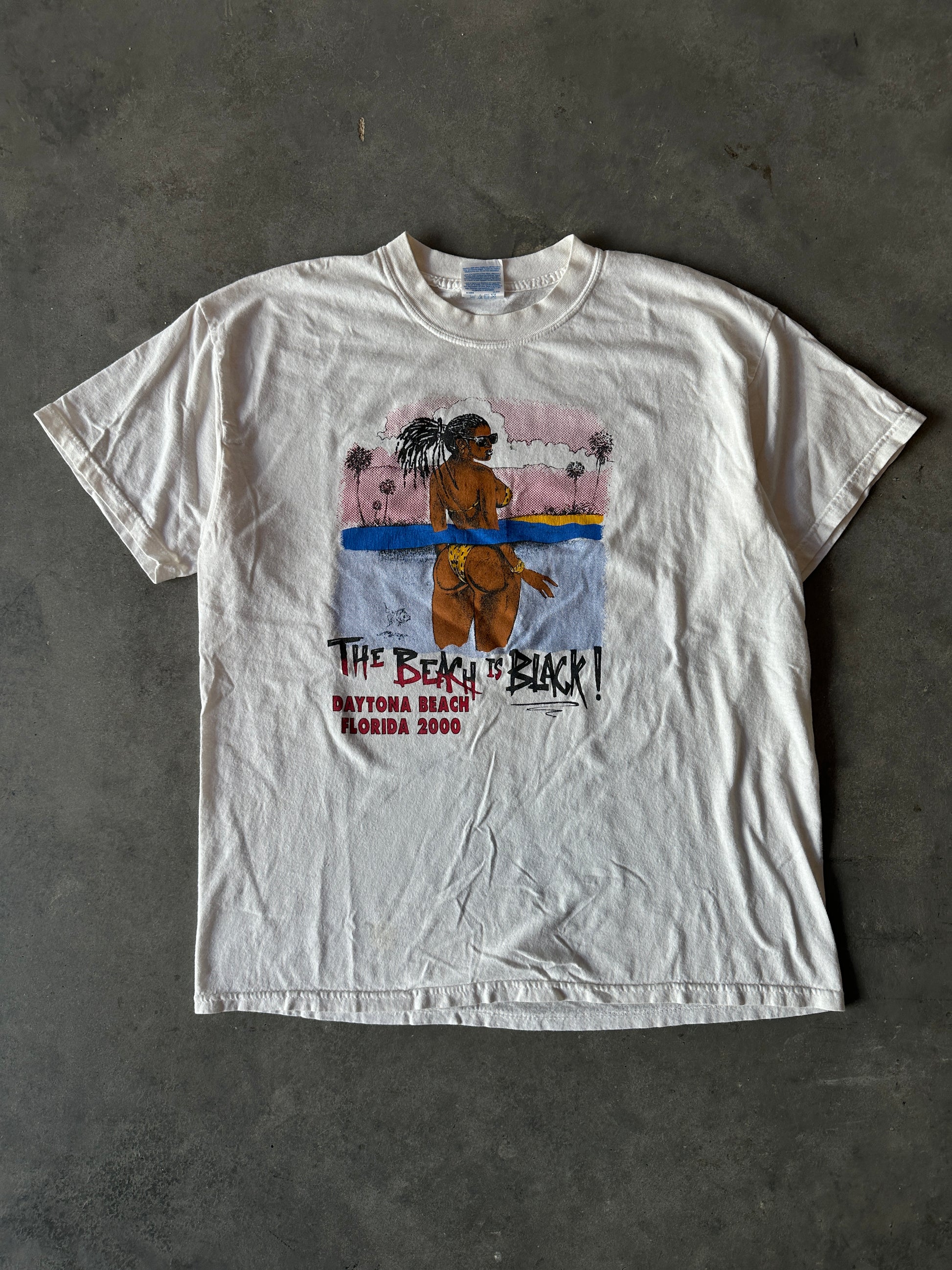 2000 Y2K The Beach is Black! Black College Reunion Daytona Beach Florida Lose My Mind Vintage Tee (Large)