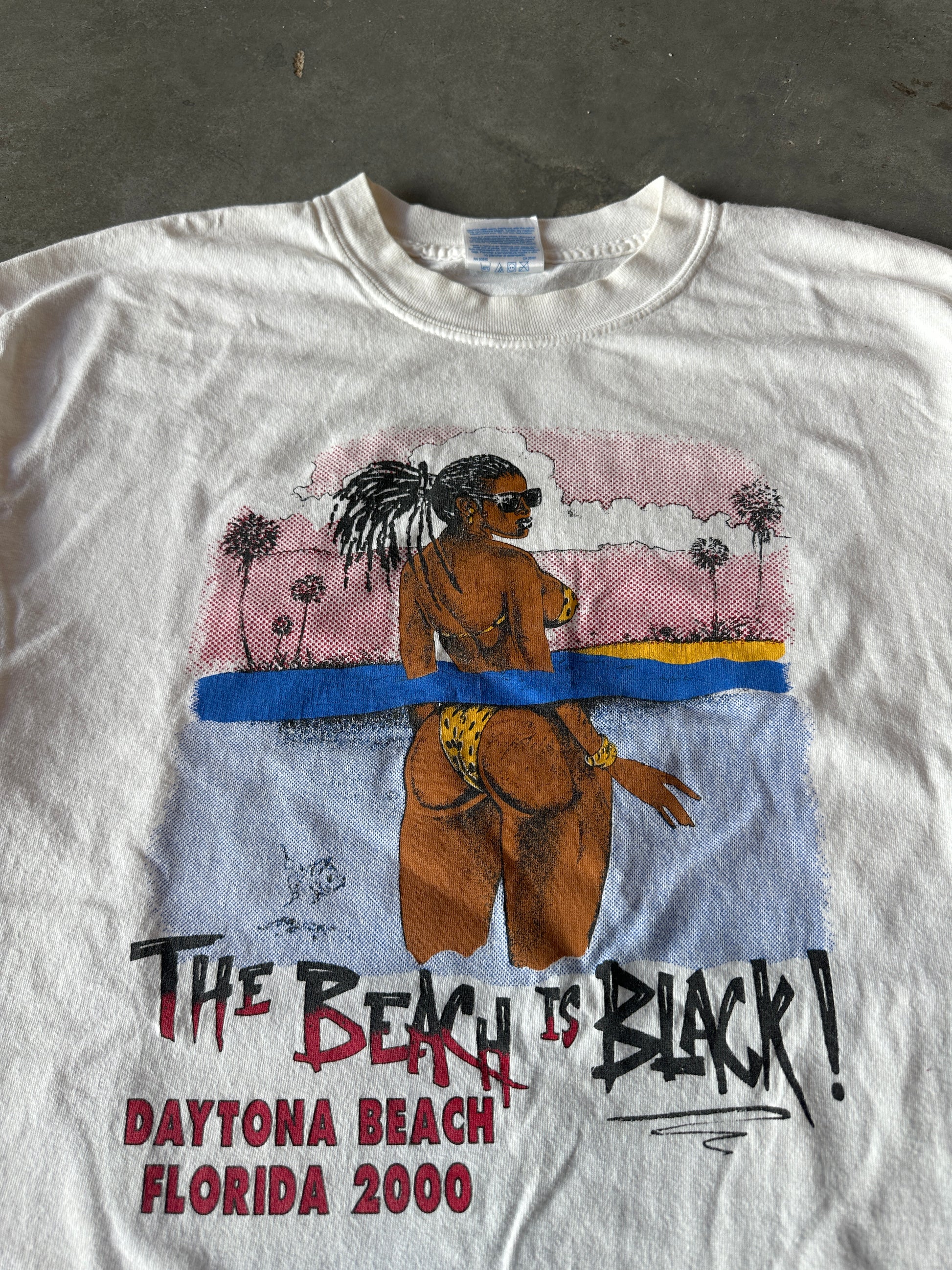 2000 Y2K The Beach is Black! Black College Reunion Daytona Beach Florida Lose My Mind Vintage Tee (Large)