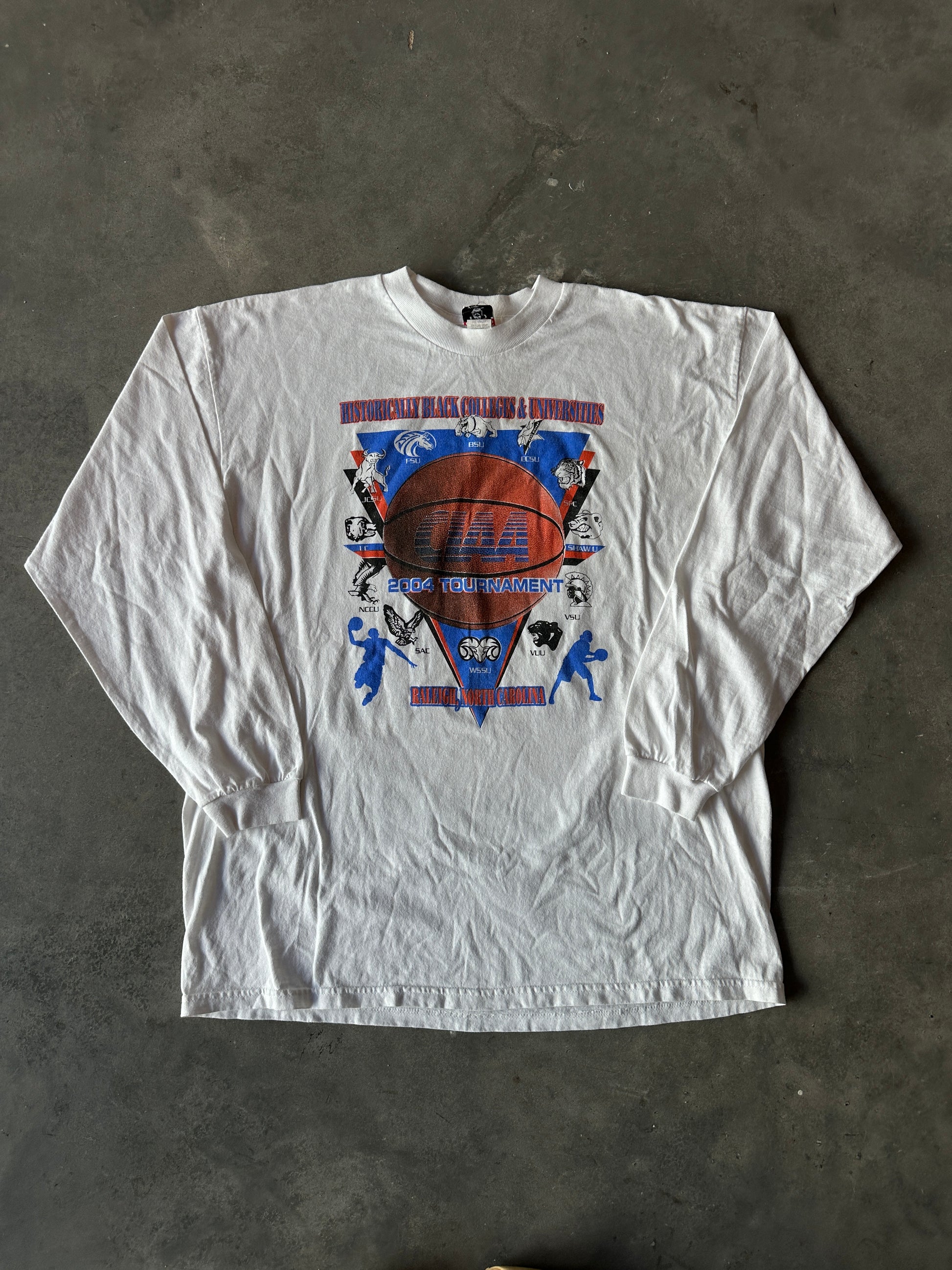 2004 CIAA Black College Basketball Tournament Raleigh North Carolina Get On My Level Vintage HBCU Long Sleeve Tee (XL)