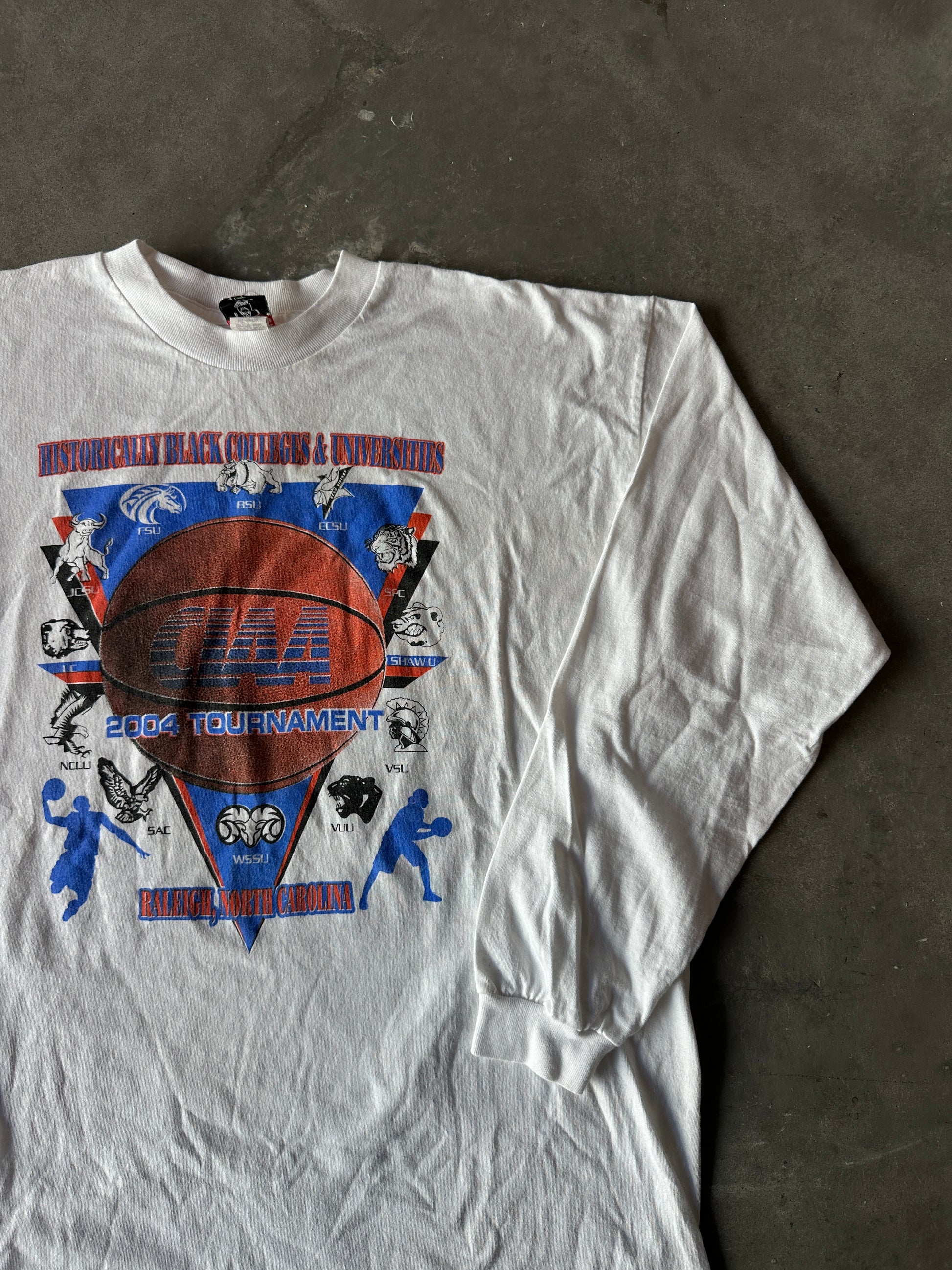 2004 CIAA Black College Basketball Tournament Raleigh North Carolina Get On My Level Vintage HBCU Long Sleeve Tee (XL)