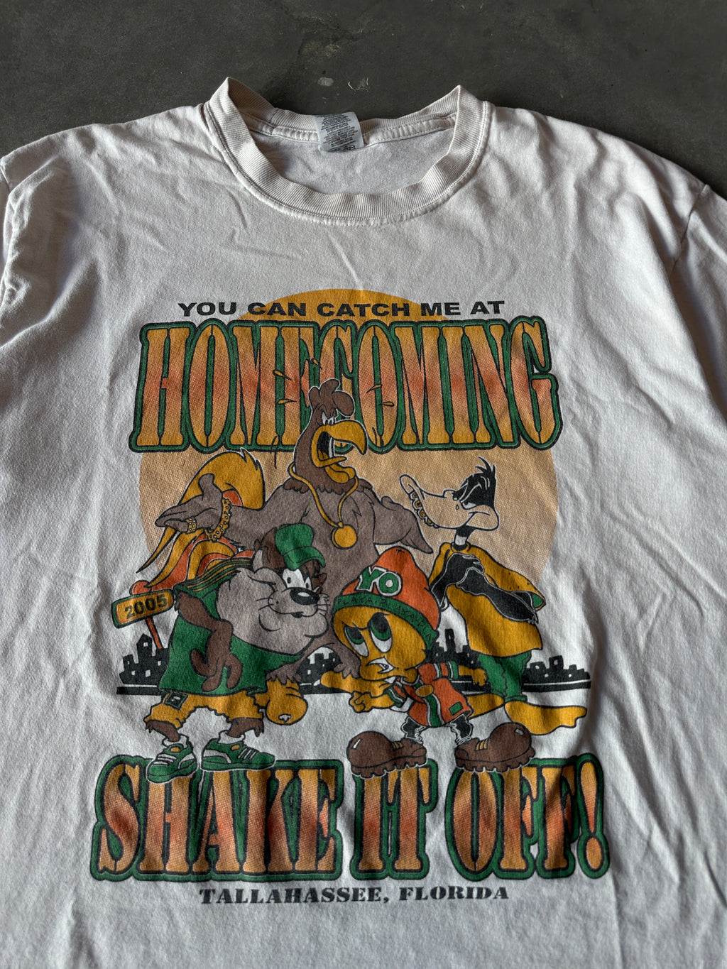 2005 Florida A&M University FAMU Looney Tunes Homecoming Shake It Off Check my Footwork Vintage Tee (XL)
