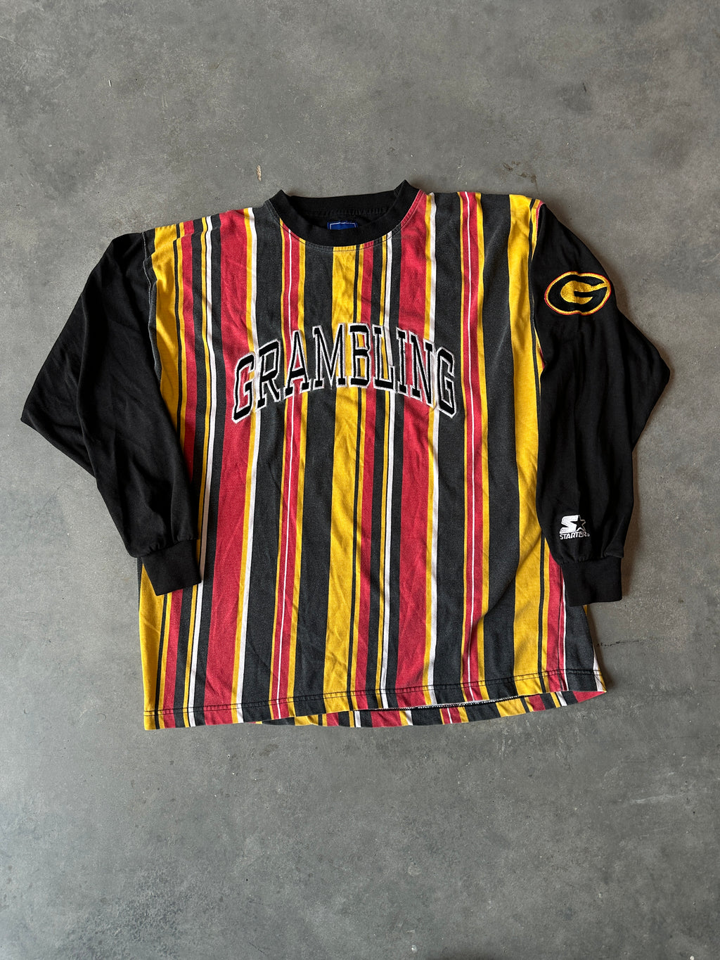 90's Grambling State University GSU Starter Striped Long Sleeve Embroidered Vintage Tee (XL)