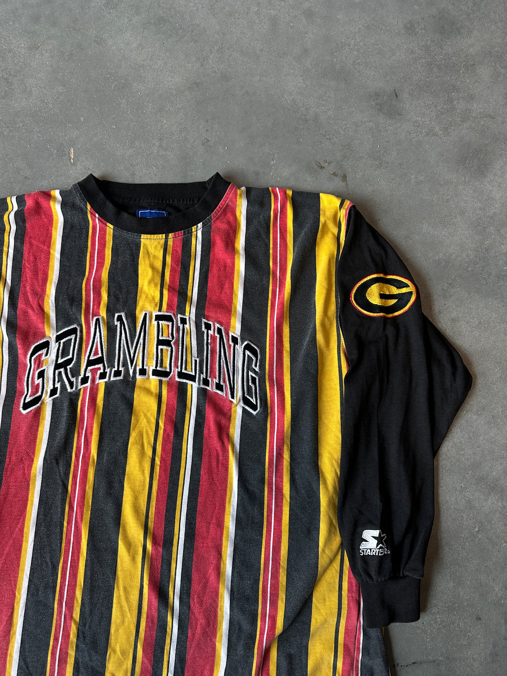 90's Grambling State University GSU Starter Striped Long Sleeve Embroidered Vintage Tee (XL)