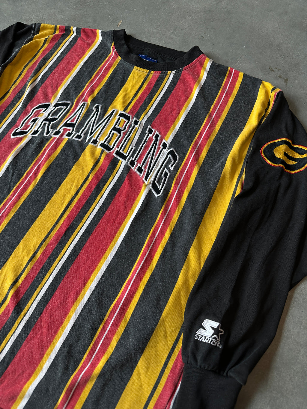 90's Grambling State University GSU Starter Striped Long Sleeve Embroidered Vintage Tee (XL)