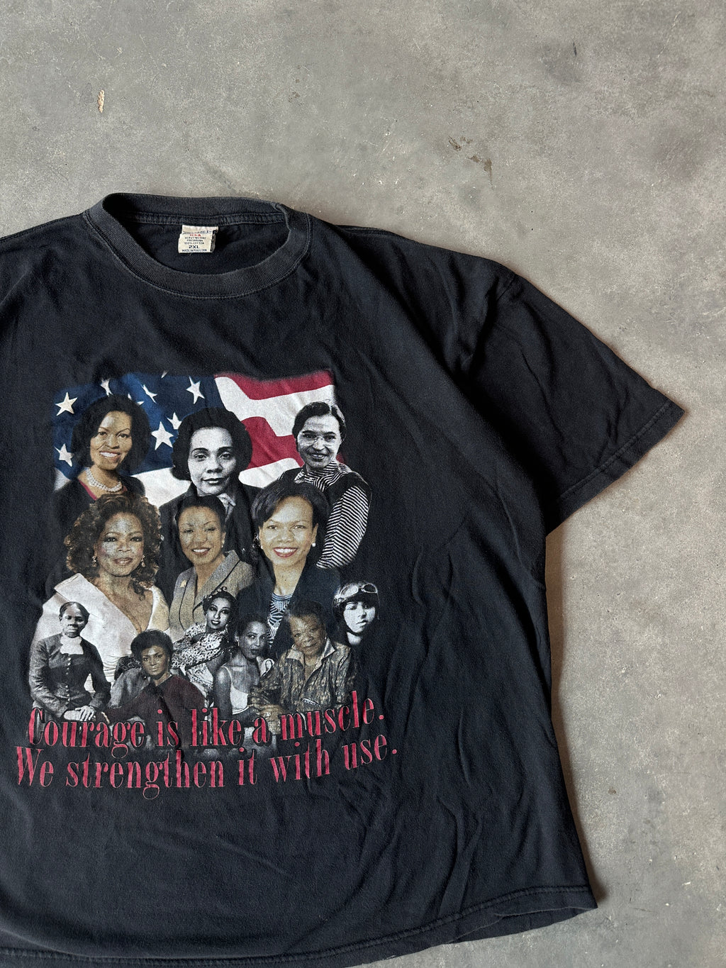00's Black Women Of Courage Oprah, Maya Angelou, Rosa Parks, Harriet Tubman Vintage Black History Tee (BOXY XL)