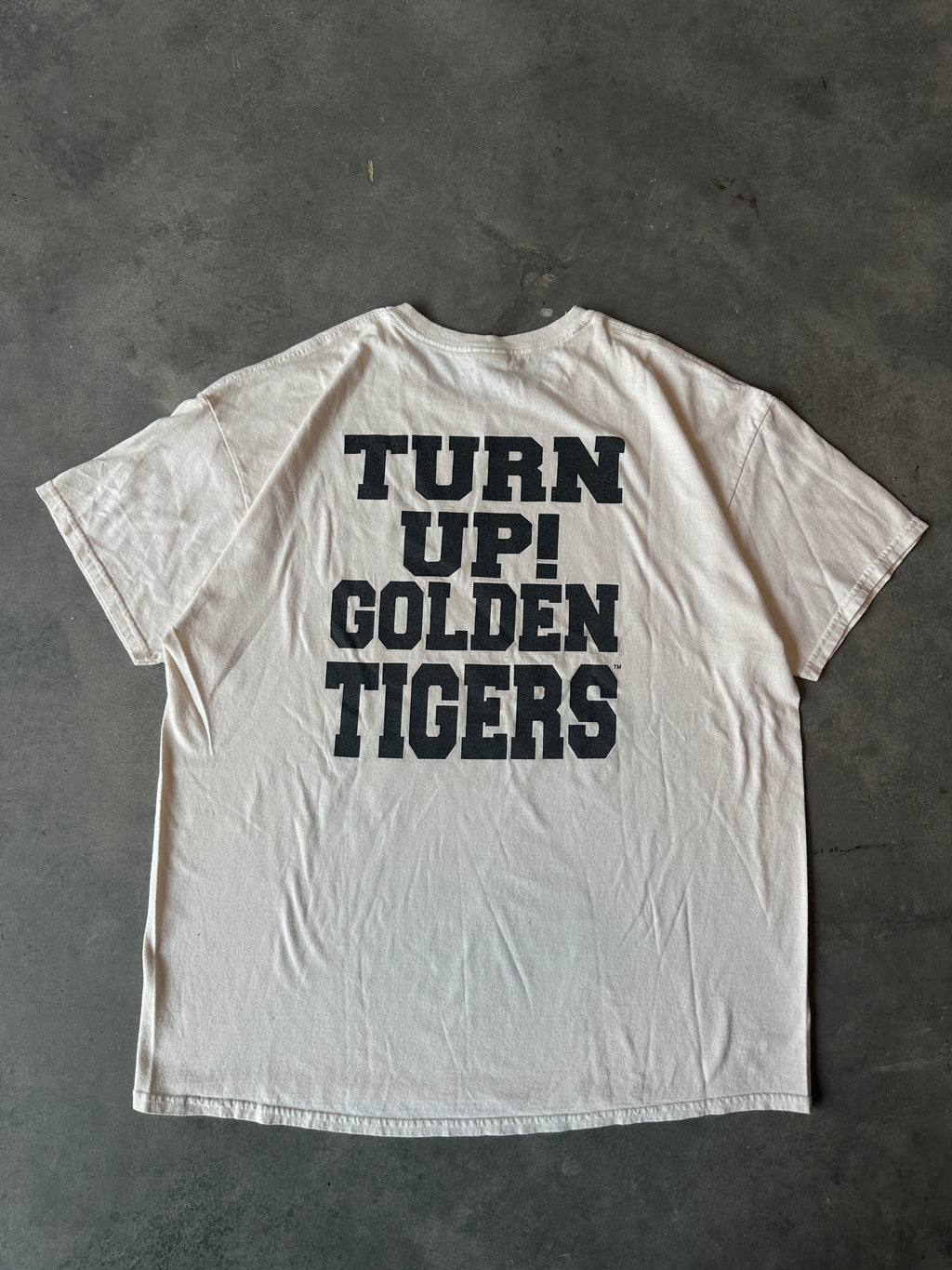 00's Tuskegee University Golden Tigers vs. Norfolk State University Trojans Homecoming "Turn Up! Golden Tigers" Vintage Tee (XL)