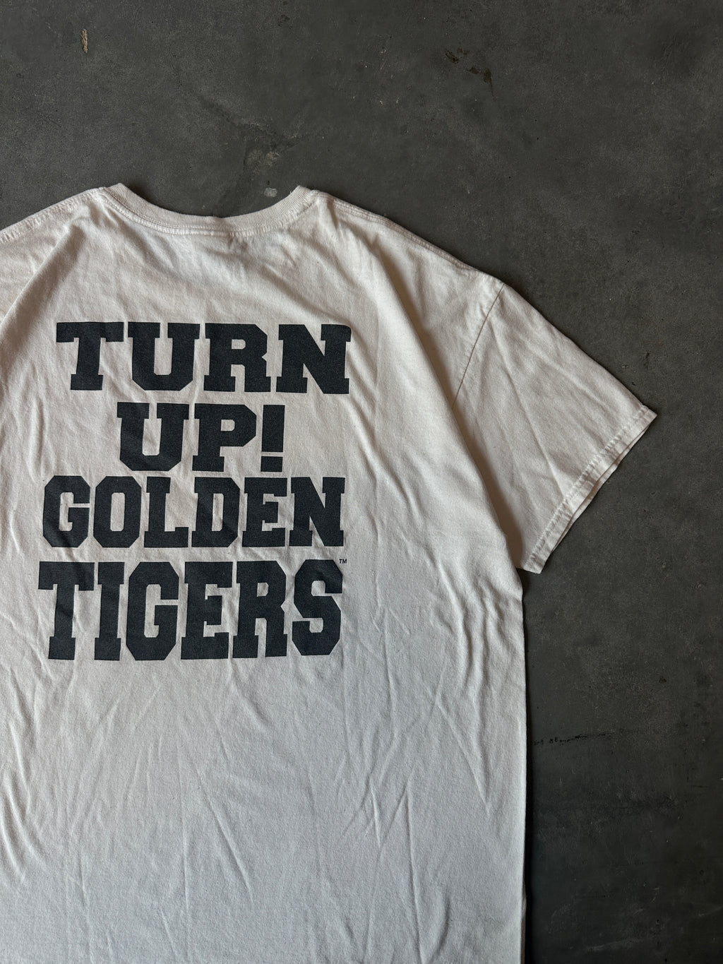 00's Tuskegee University Golden Tigers vs. Norfolk State University Trojans Homecoming "Turn Up! Golden Tigers" Vintage Tee (XL)