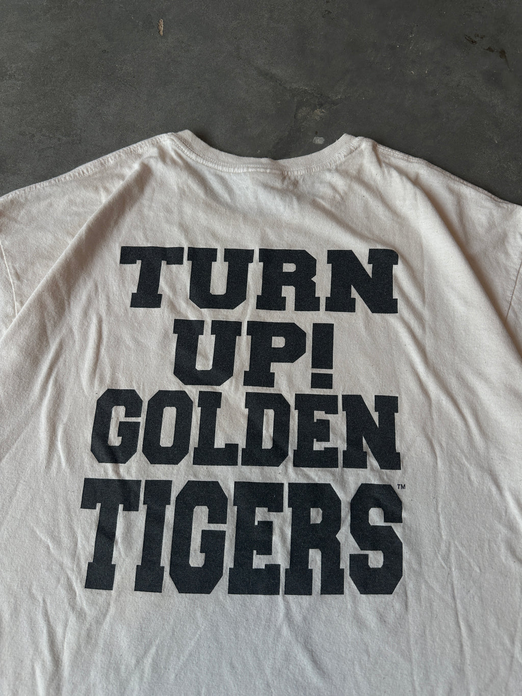 00's Tuskegee University Golden Tigers vs. Norfolk State University Trojans Homecoming "Turn Up! Golden Tigers" Vintage Tee (XL)
