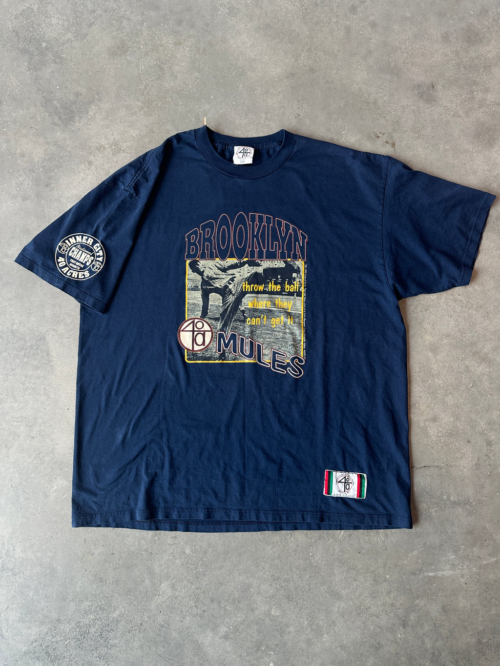 1995 Brooklyn Mules Inner City National Champions RARE 40 Acres and a Mule Spike Lee Joint Tee (XXL)