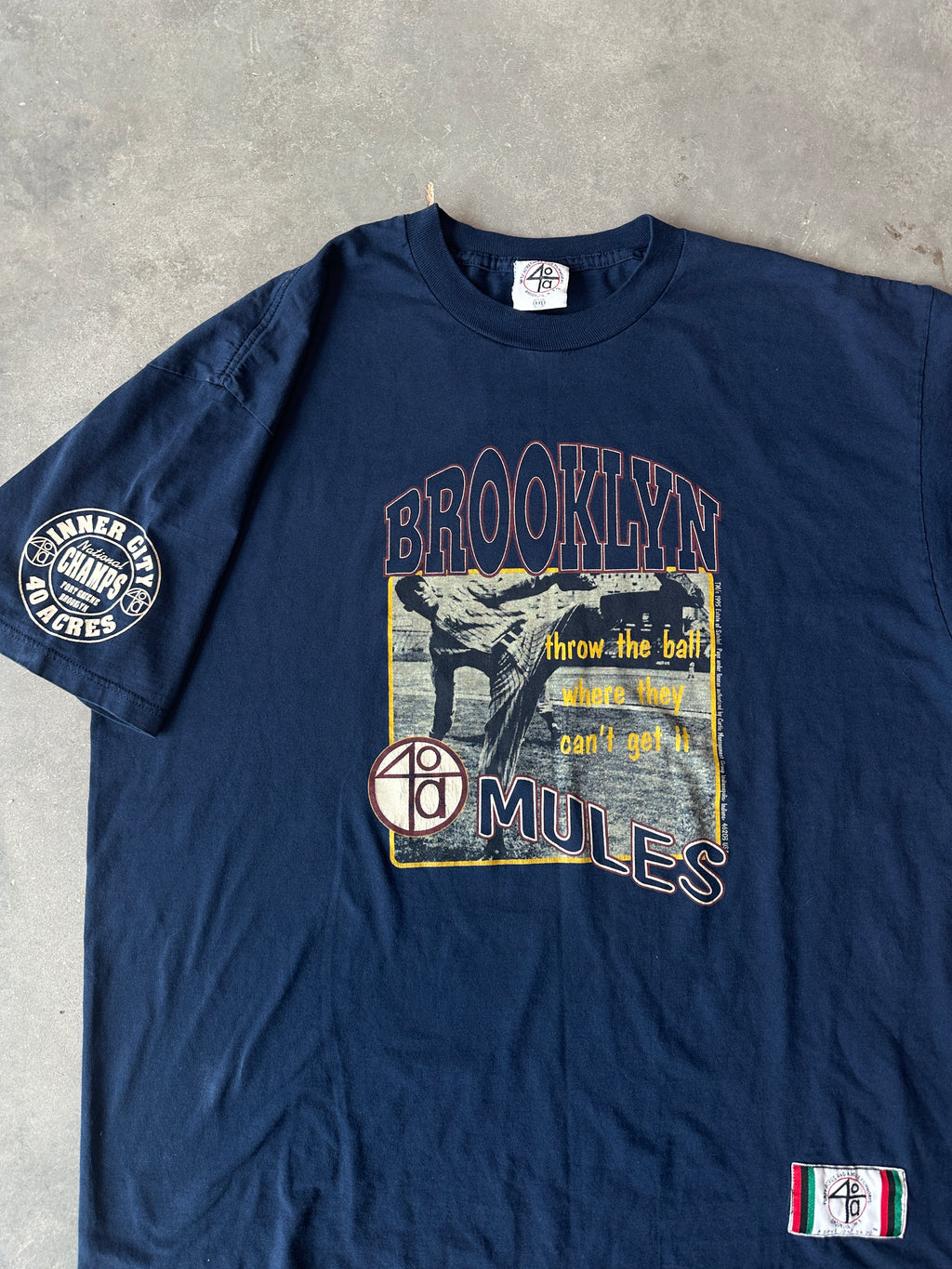 1995 Brooklyn Mules Inner City National Champions RARE 40 Acres and a Mule Spike Lee Joint Tee (XXL)