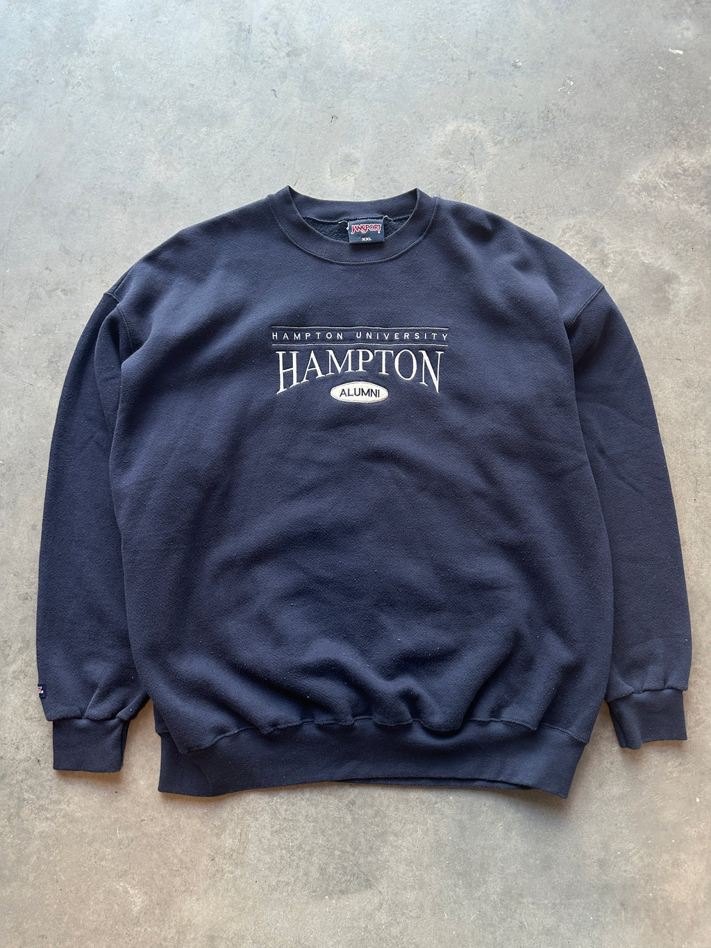 90's Hampton University Pirates HU Alumni Vintage HBCU Heavyweight Navy Blue Crewneck Sweatshirt (XXL)
