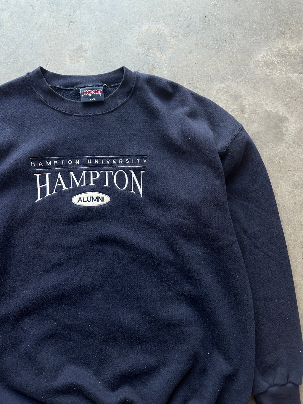 90's Hampton University Pirates HU Alumni Vintage HBCU Heavyweight Navy Blue Crewneck Sweatshirt (XXL)
