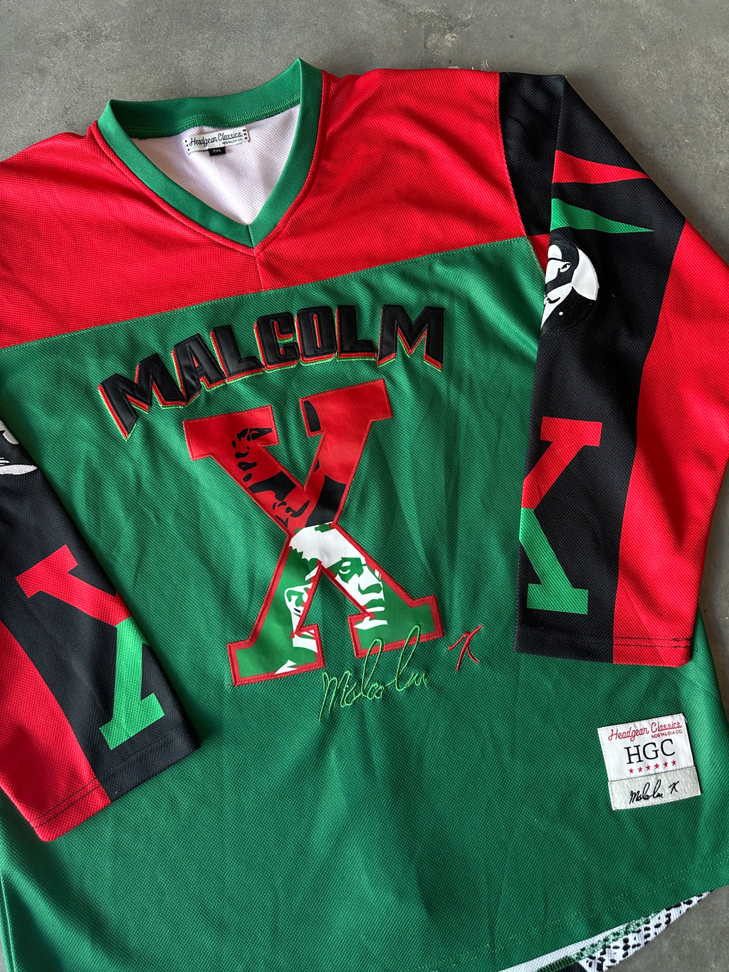 Malcolm X Men's Headgear Classics Premium Embroidered Hockey Jersey (XXL)