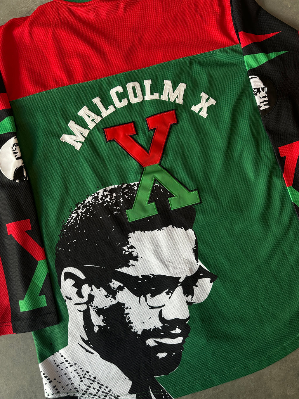 Malcolm X Men's Headgear Classics Premium Embroidered Hockey Jersey (XXL)