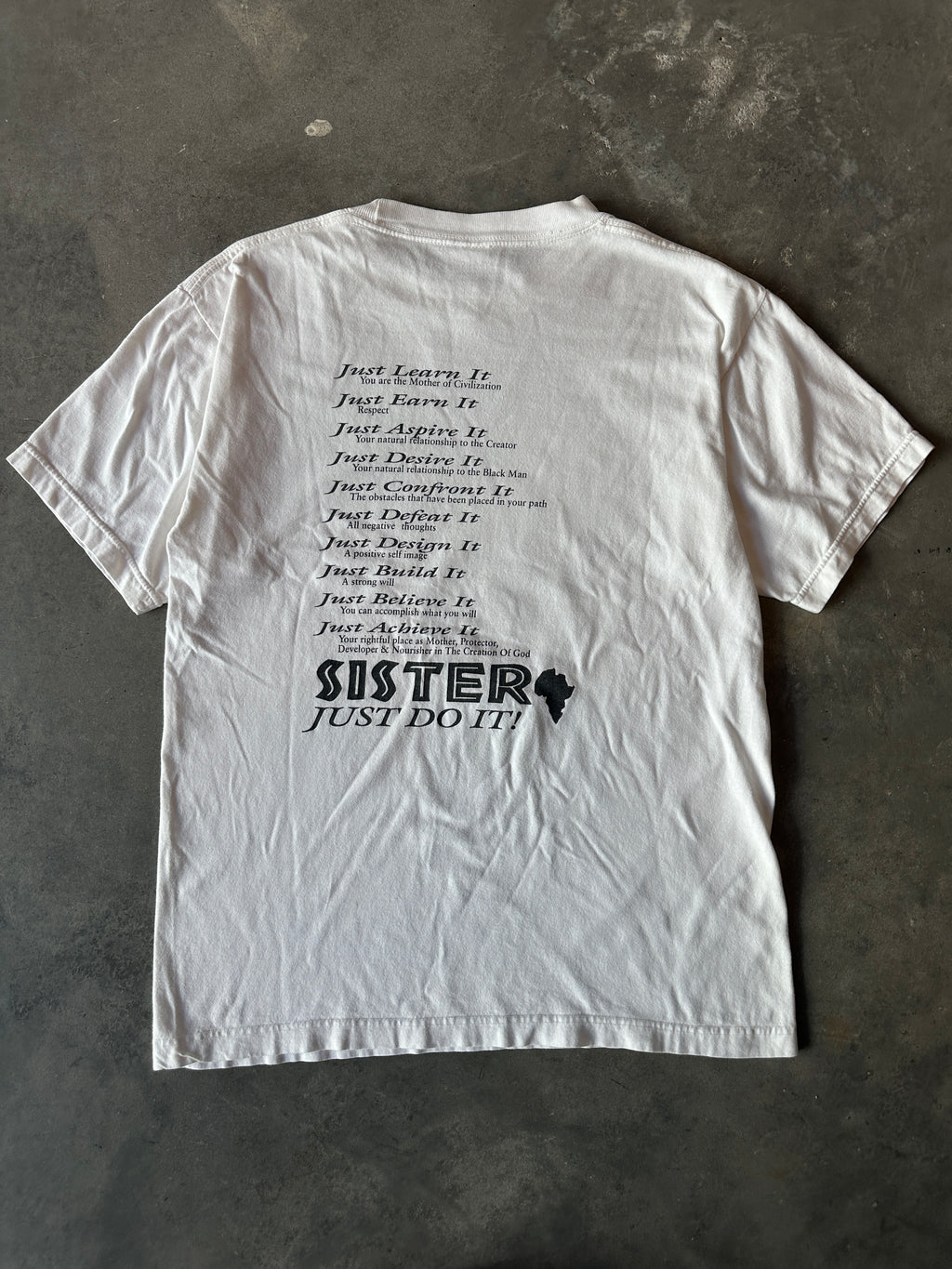 90’s Sisters Women With Style “Sister Just Do It” Women’s Empowerment Vintage Tee (Medium)