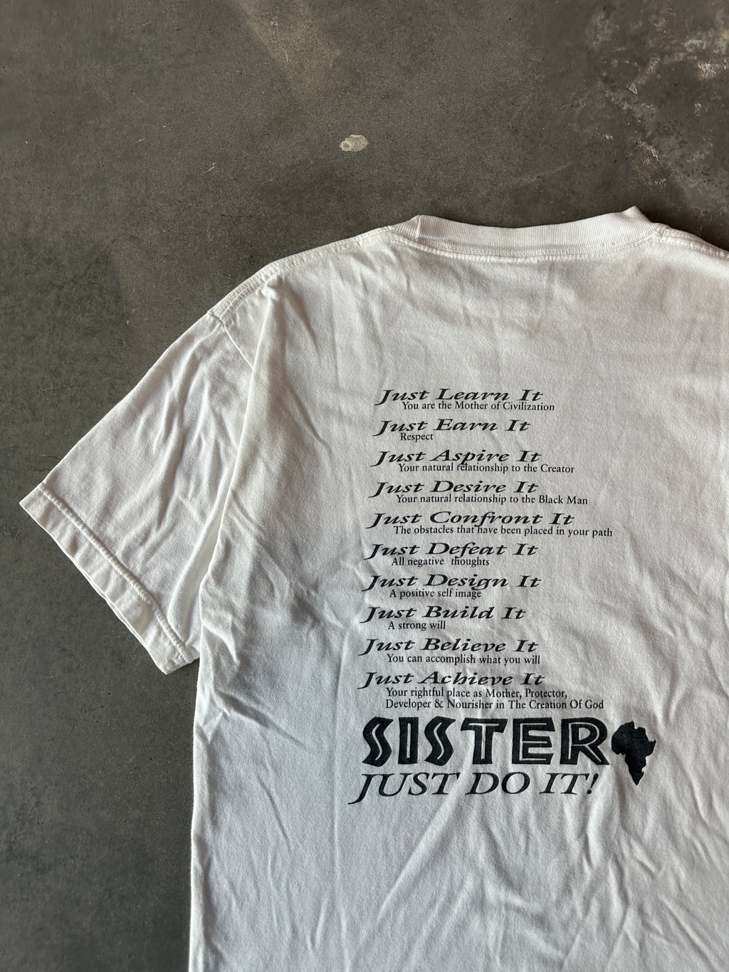 90’s Sisters Women With Style “Sister Just Do It” Women’s Empowerment Vintage Tee (Medium)