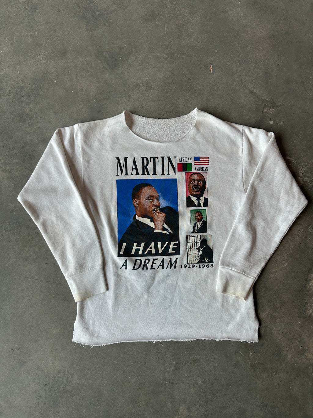 90’s Martin Luther King “Martin I Have A Dream” National Holiday Celebration Memorial Distressed & Cropped Sweatshirt (Medium)