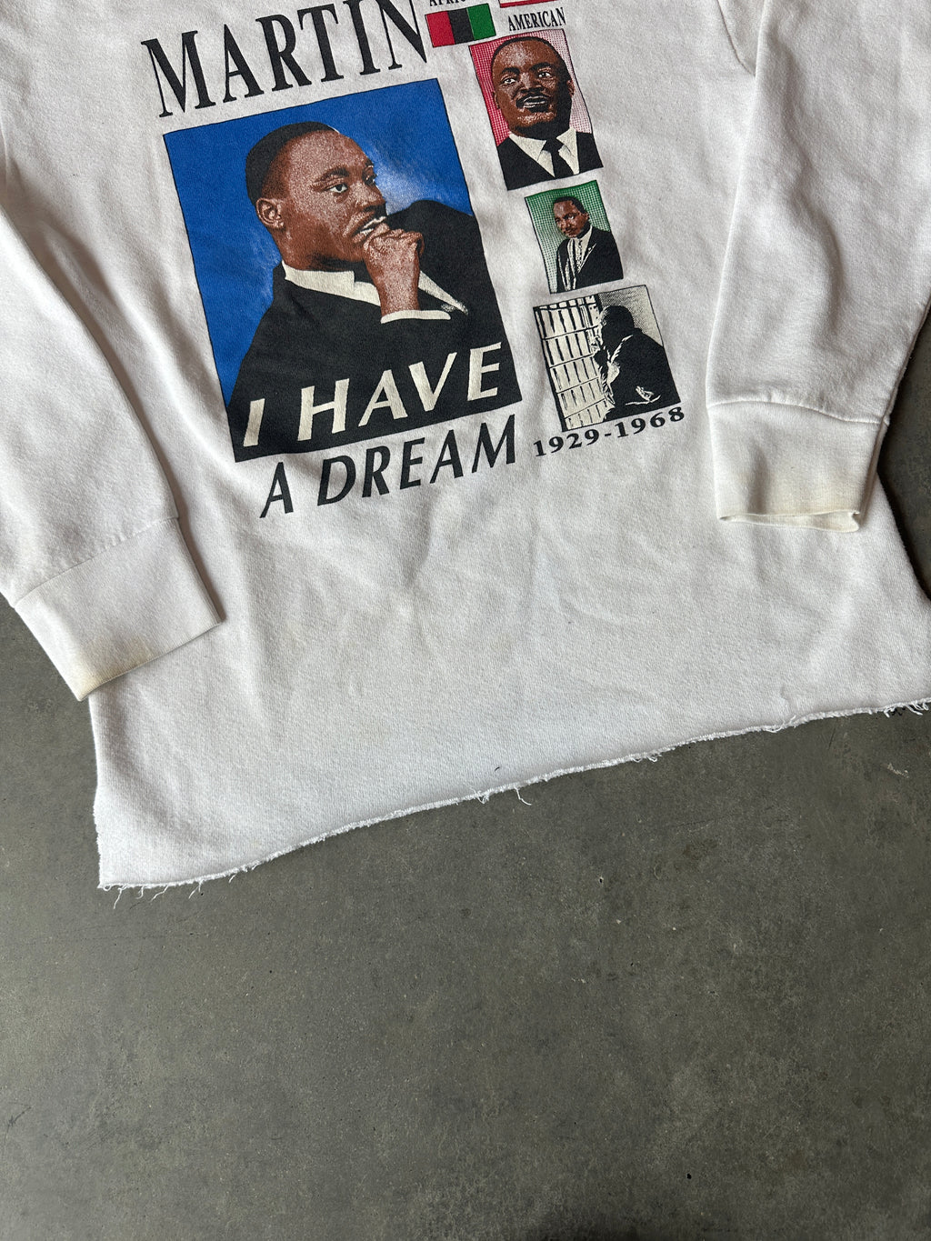 90’s Martin Luther King “Martin I Have A Dream” National Holiday Celebration Memorial Distressed & Cropped Sweatshirt (Medium)