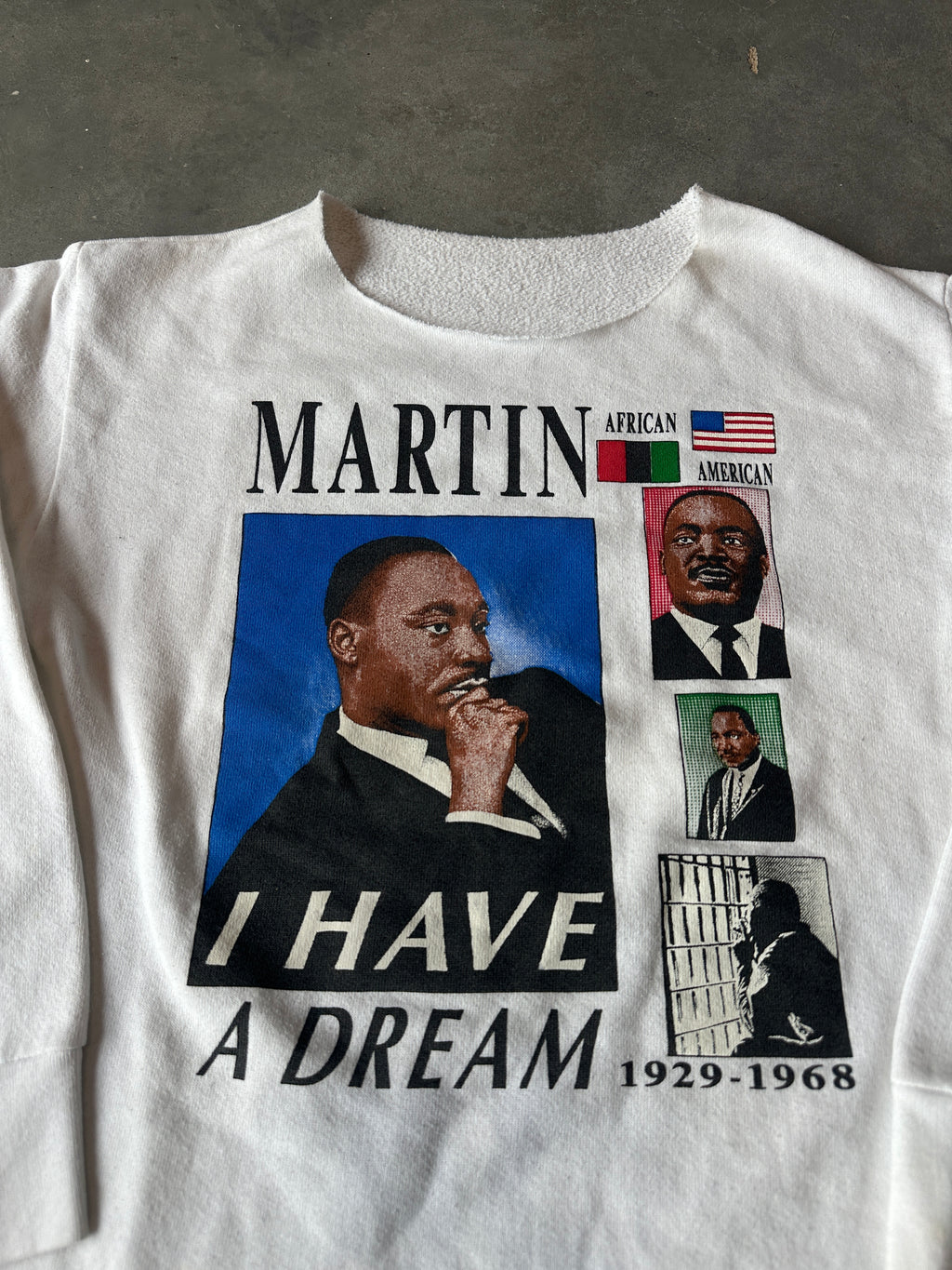 90’s Martin Luther King “Martin I Have A Dream” National Holiday Celebration Memorial Distressed & Cropped Sweatshirt (Medium)