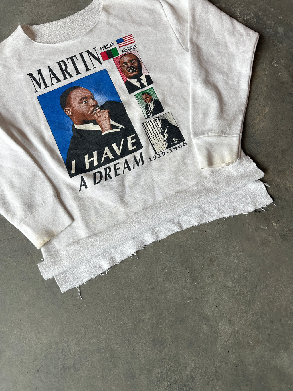 90’s Martin Luther King “Martin I Have A Dream” National Holiday Celebration Memorial Distressed & Cropped Sweatshirt (Medium)