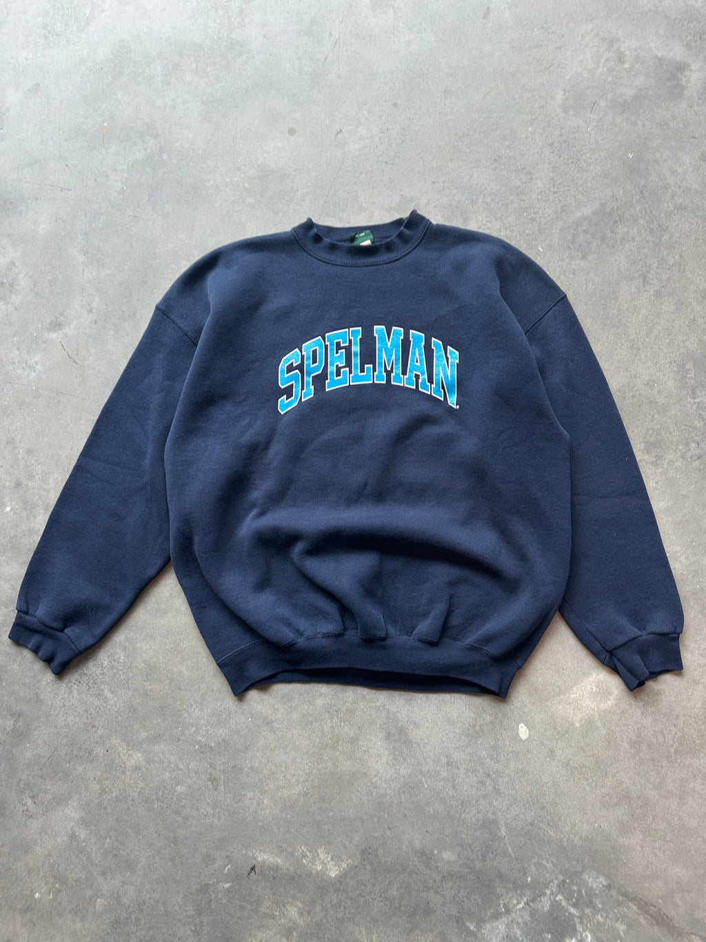 90’s Spelman College Rare Navy Arch Spellout Vintage HBCU Sweatshirt (XL)