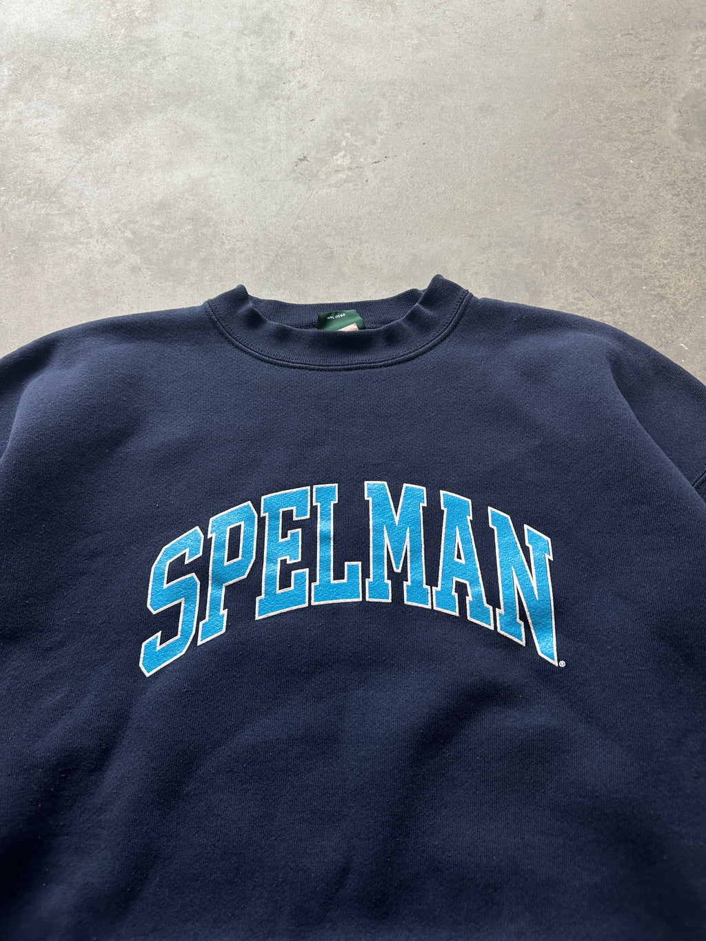 90’s Spelman College Rare Navy Arch Spellout Vintage HBCU Sweatshirt (XL)