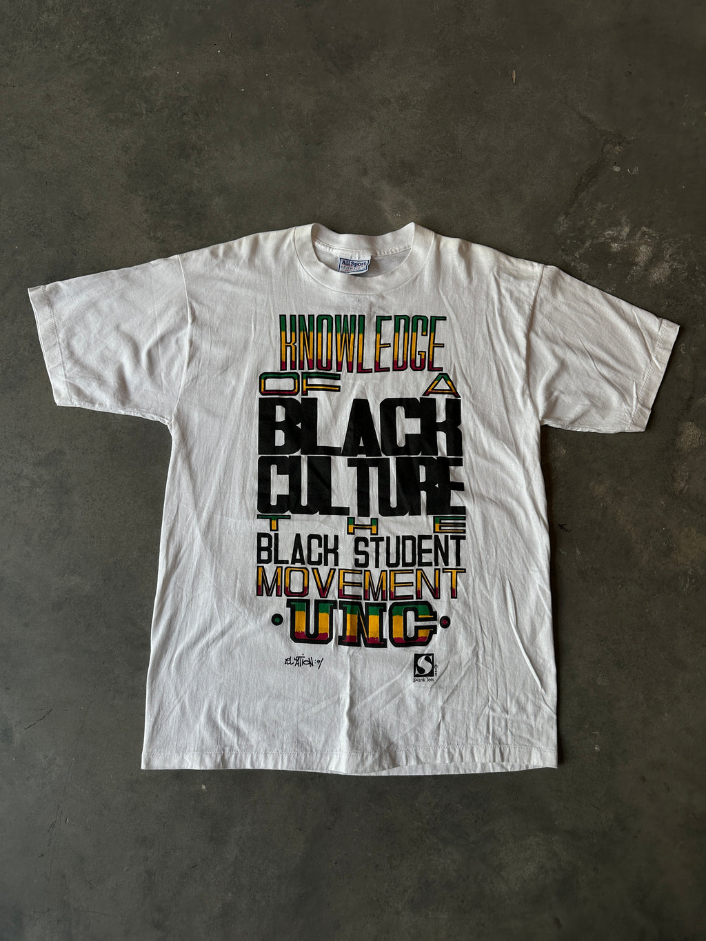 90's Knowledge of a Black Culture The Black Student Movement UNC Stussy Style Vintage Swank Tee (XL)