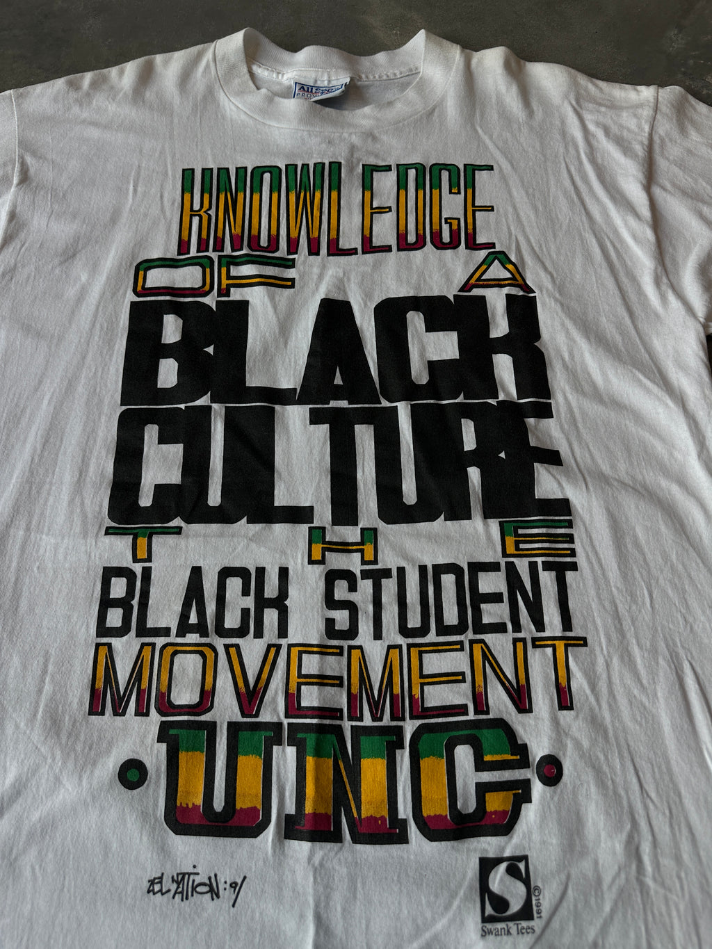 90's Knowledge of a Black Culture The Black Student Movement UNC Stussy Style Vintage Swank Tee (XL)