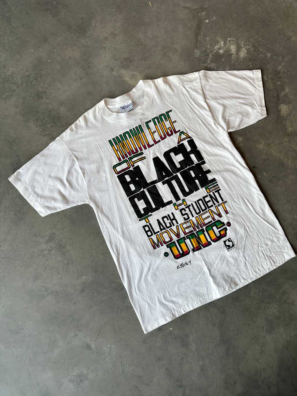 90's Knowledge of a Black Culture The Black Student Movement UNC Stussy Style Vintage Swank Tee (XL)