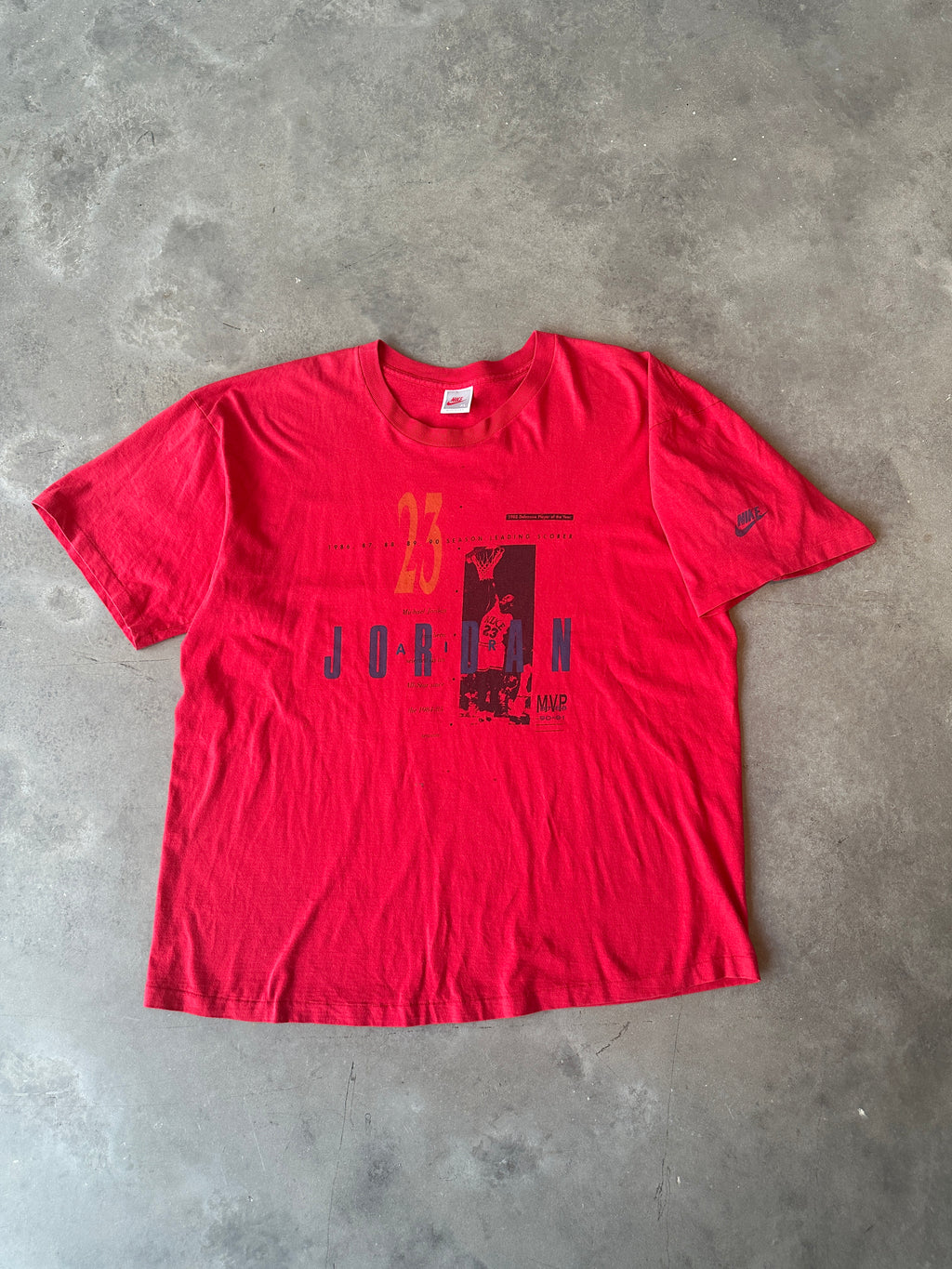 90's Michael Jordan Air Jordan NBA Accolades Vintage Red Nike Tee (Boxy XL)